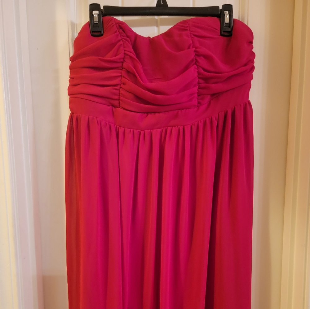 Red strapless dress